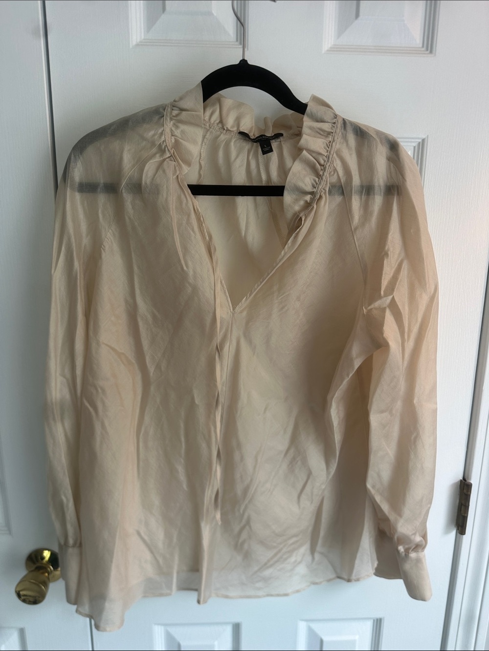 Banana Republic Sheer Ivory Tie-Neck Blouse